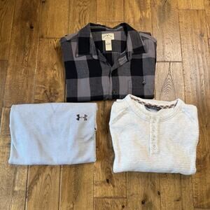 Lot Of 3 Men’s Winter Long Sleeve Shirts Sz L Under Armour, Plaid Button Down